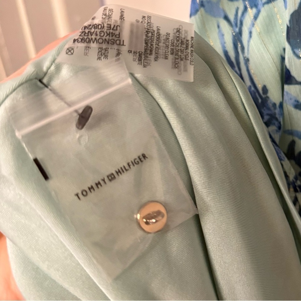 Blue Floral Ruffle Mini Dress Flutter Sleeve Garden Party Brunch NEW NWT 6P $129 - Picture 8 of 8